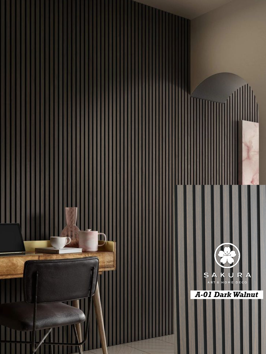 Dark Walnut Slat Acoustic Wall Panel