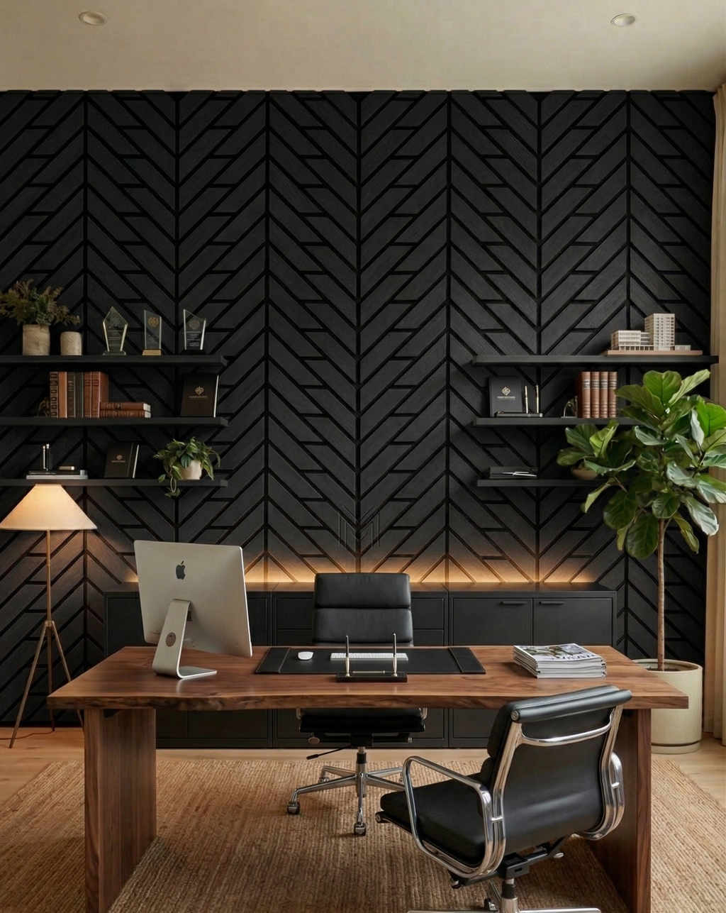 Herringbone Charcoal Oak Acoustic Wall Panel