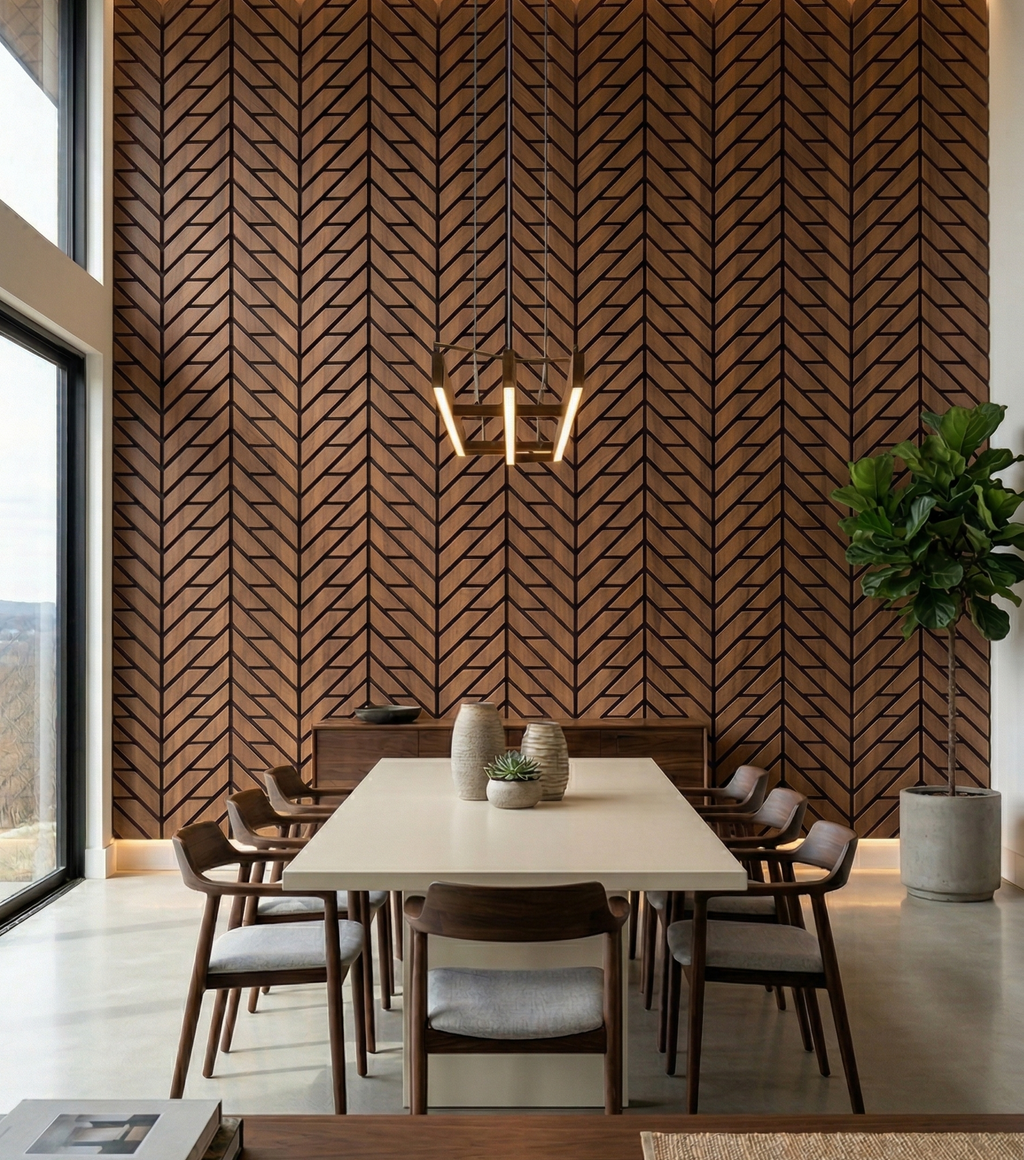 Herringbone American Oak Acoustic Wall Panel