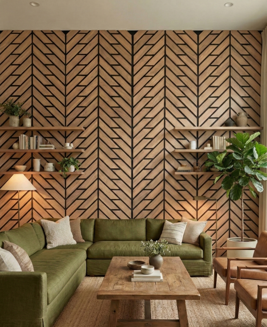 Herringbone Light Oak Acoustic Wall Panel
