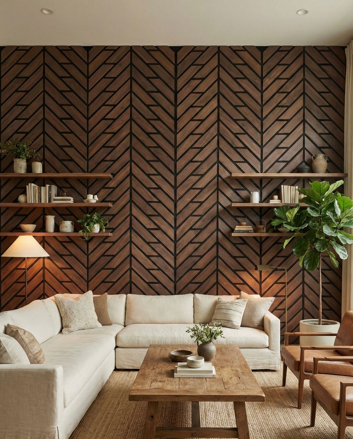 Herringbone Dark Brown Acoustic Wall Panel