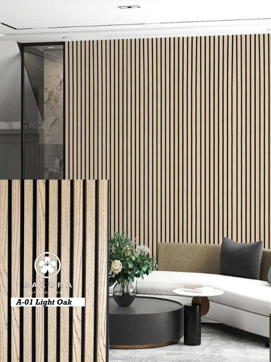 Light Oak Slat Acoustic Wall Panel
