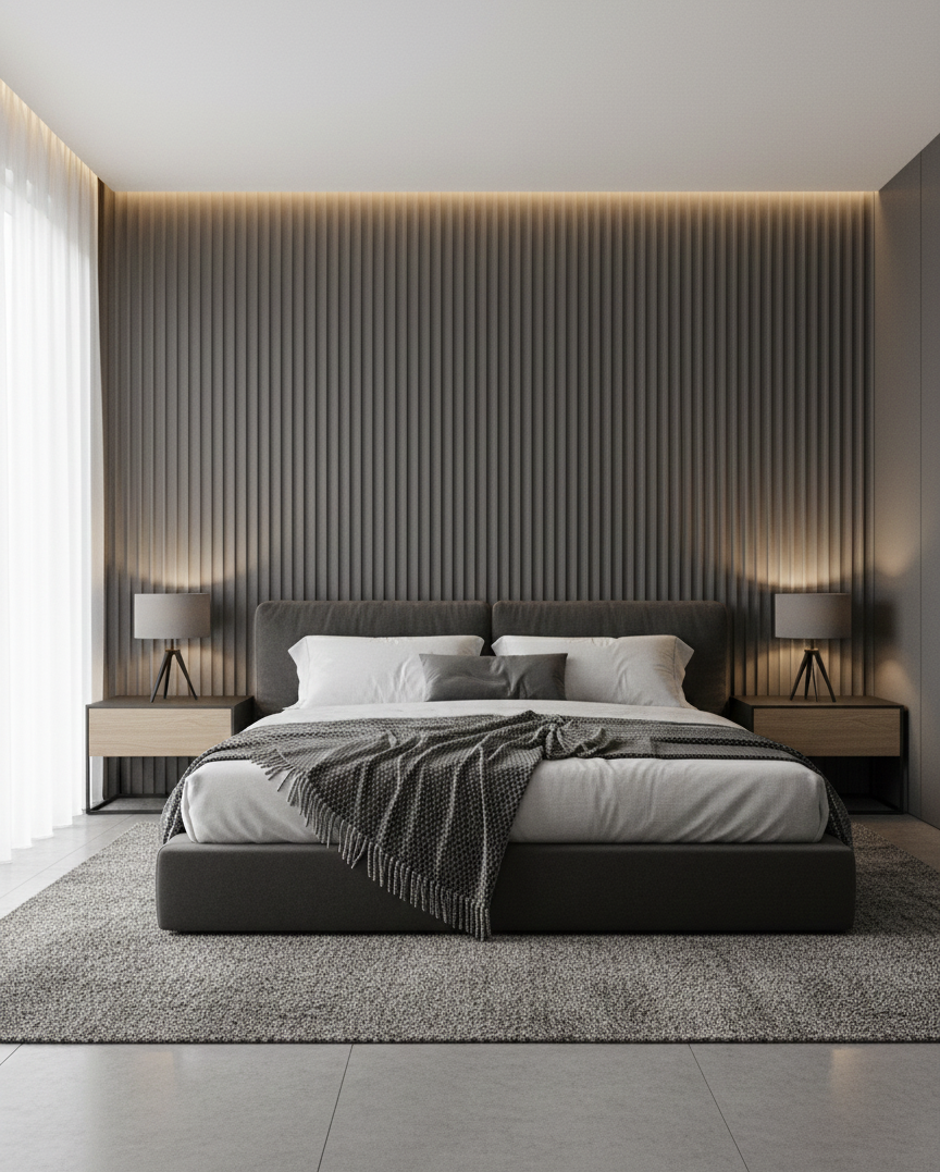 Pleat Mocha Grey (F5005) Wall Panel